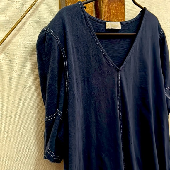 Navy Blue Puff-Sleeve A-Line Tunic - Picture 5 of 8